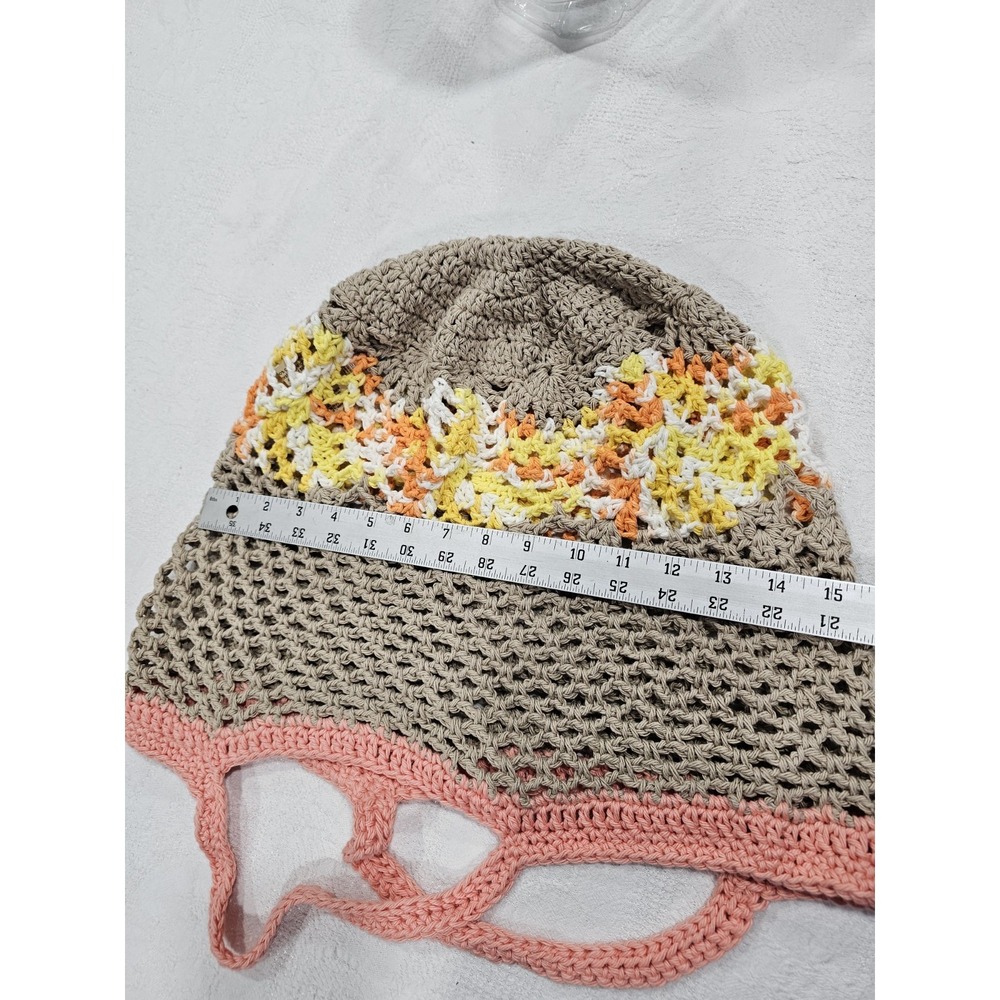 Handmade Crochet Cotton Market Bag Tote Multicolor Slouchy Boho Beach Eco Friend - Picture 10 of 11